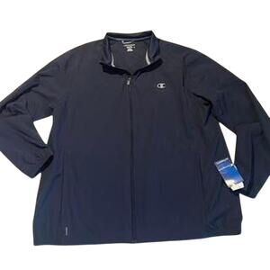 Champion Windbreaker Jacket Mens XL Navy Blue Lightweight Athletic Zip Up